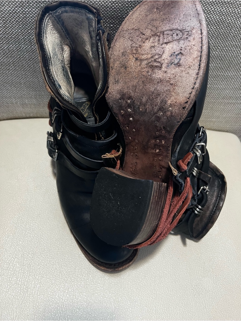 Freebird By Steven Crue Black Leather Distressed Buckle Ankle Boots Size 9 - Picture 10 of 10